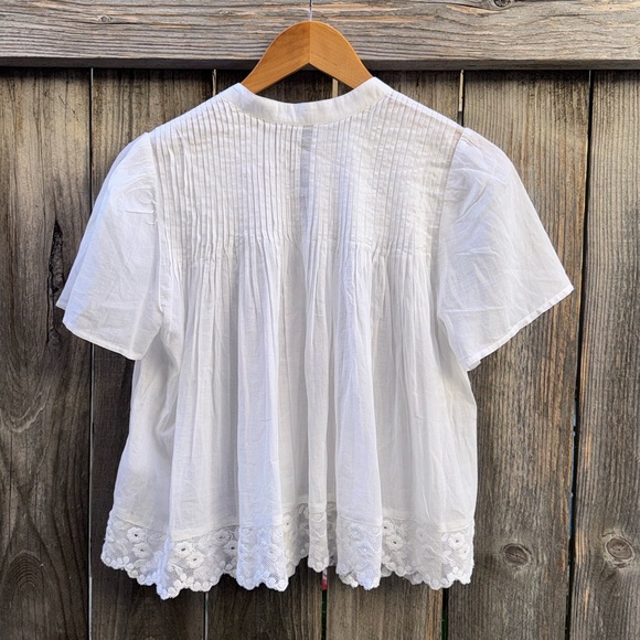 J. Crew Lace-trim pintuck top in cotton voile Size XS - Picture 5 of 16
